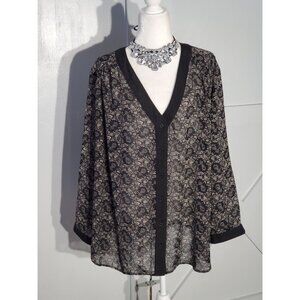 DARJONI BLOUSE COLOR BLACK LACE PRINT LONG SLEEVE POLYESTER SIZE 3X